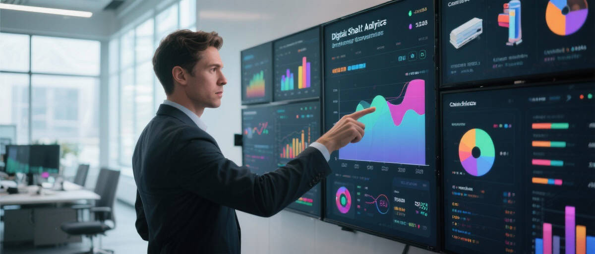 Graphique d'analyse commerciale numérique, analyste data, gestion de performance digitale, visualisation de données en marketing, tableau de bord marketing digital.