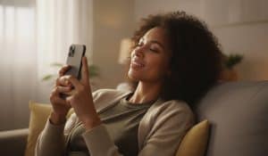 femme sur son téléphone